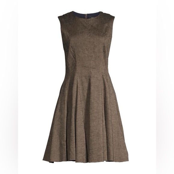 THEORY Solid-Hued Linen-Blend Fit-&-Flare Dress, Size 8 NWOT Excellent Condition - Picture 2 of 7